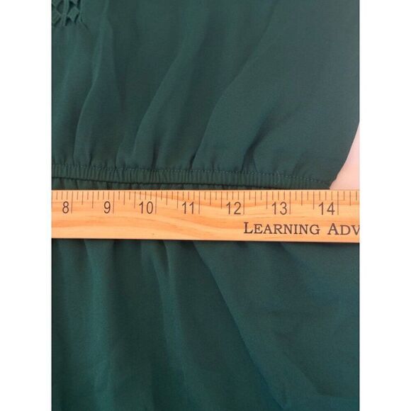 Hawthorn 41 Green Crochet-Detail Sleeveless Dress Sz M EUC Elastic Waist Spring - Picture 9 of 11